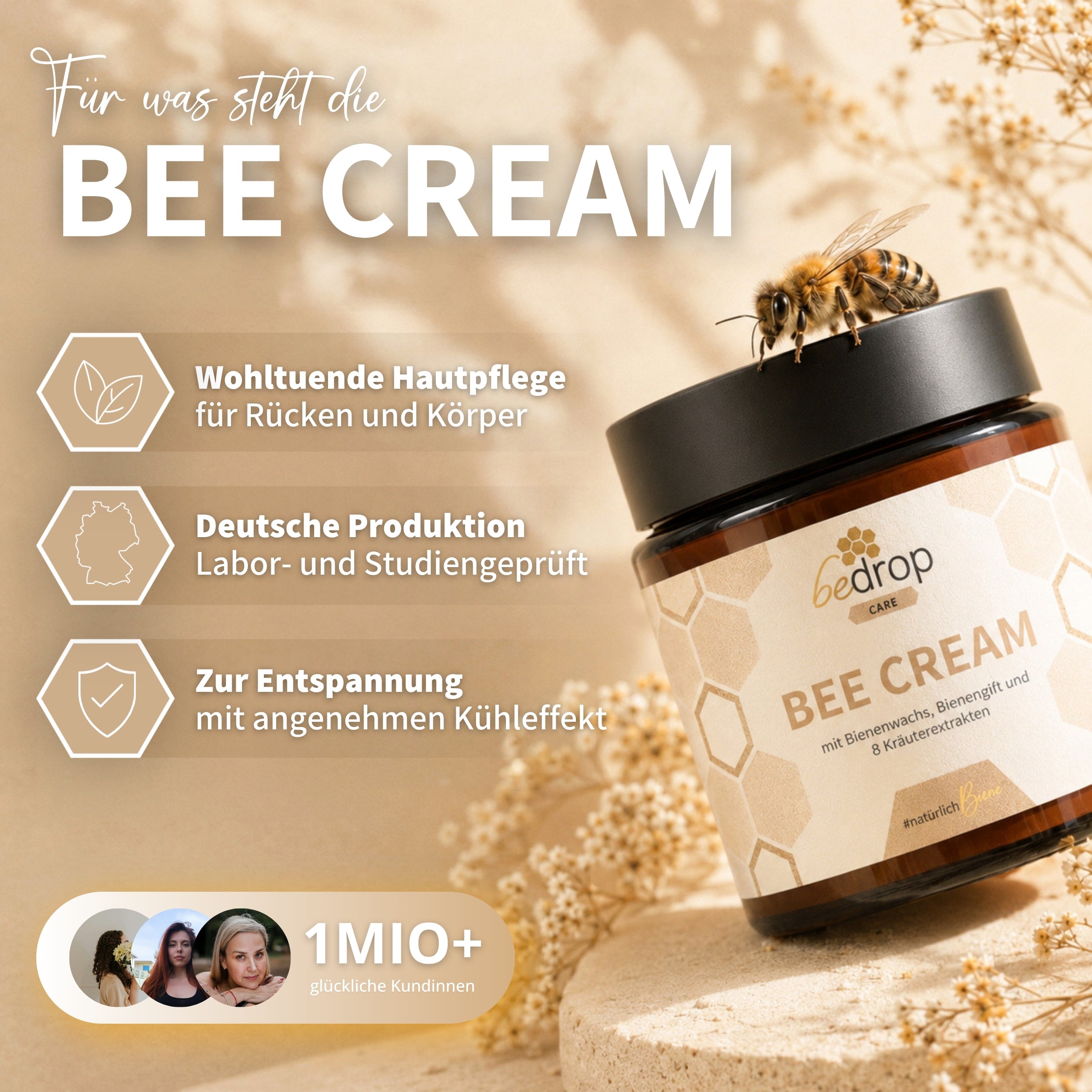 Bee Cream pomada de veneno de abeja con 8 extractos de hierbas - 100g