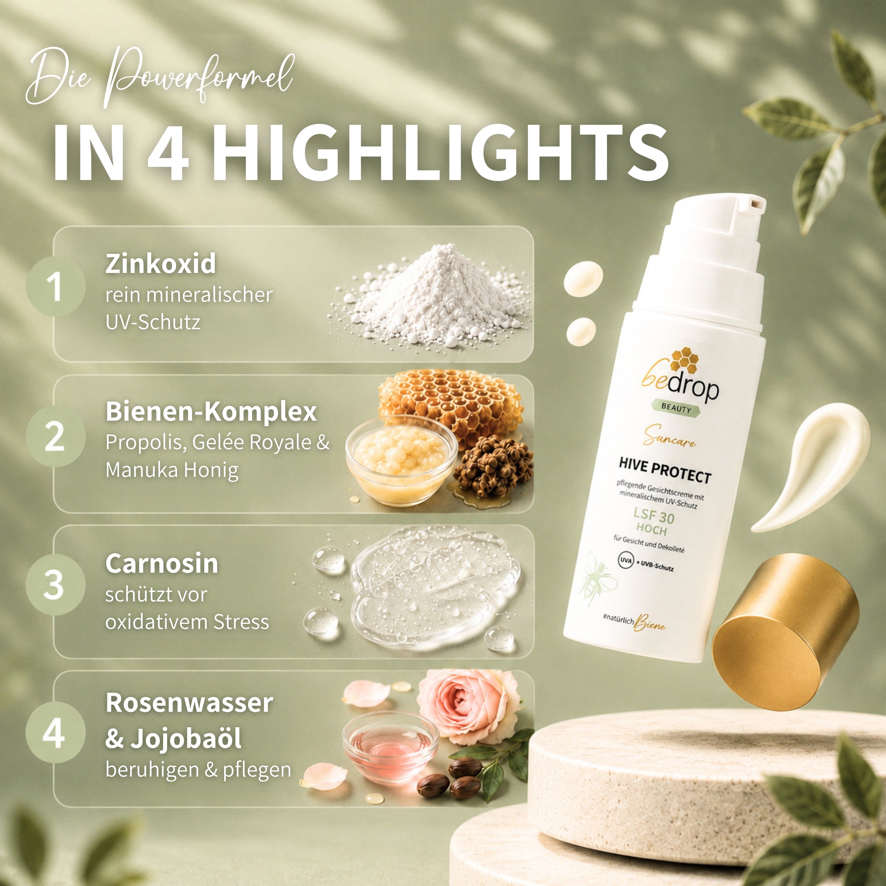 HIVE PROTECT SPF 30 - Crema solar para el rostro y el escote con protección mineral contra los rayos UVA y UVB - 50 ml