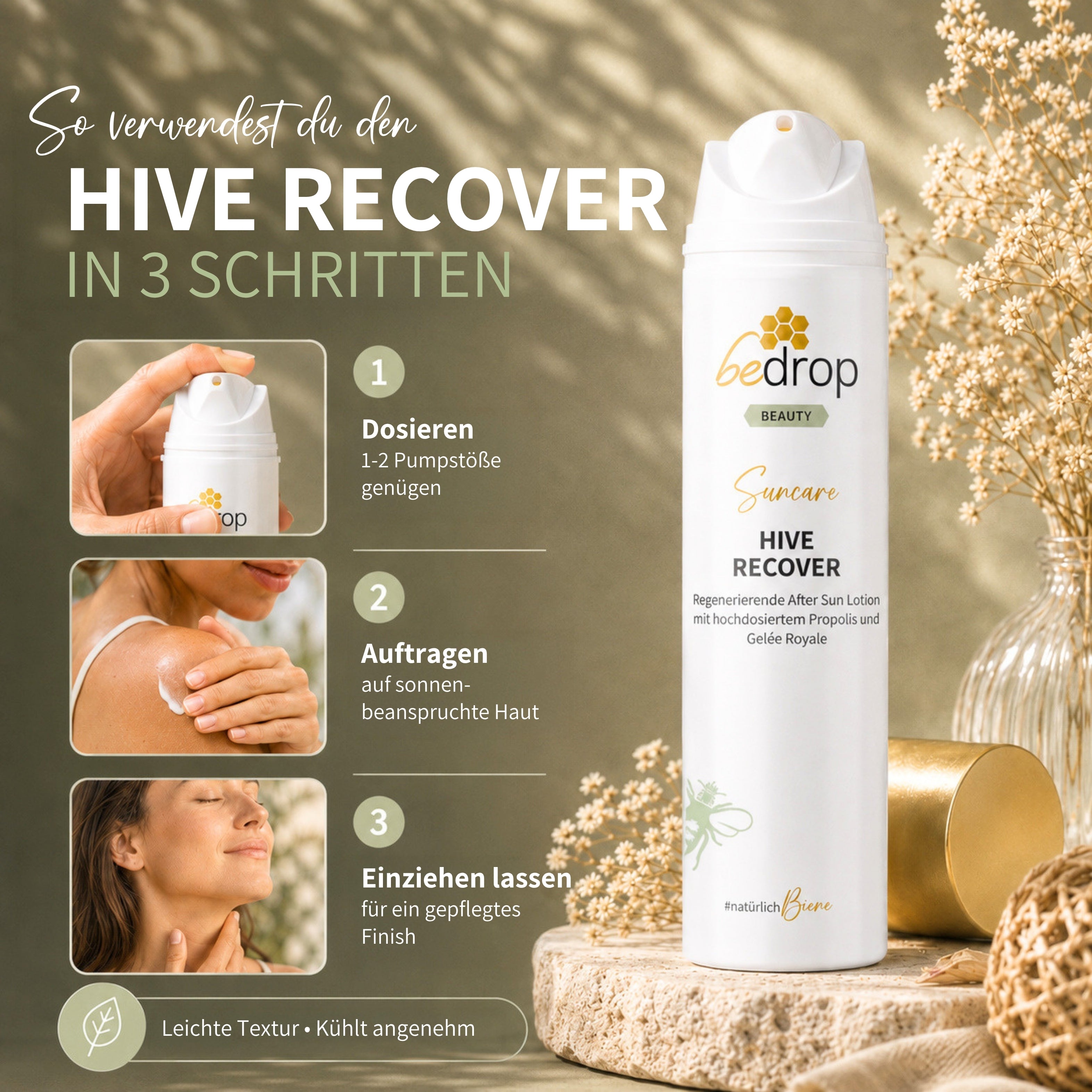 HIVE RECOVER - loción regeneradora para después del sol con altas dosis de jalea real y propóleo - 200ml
