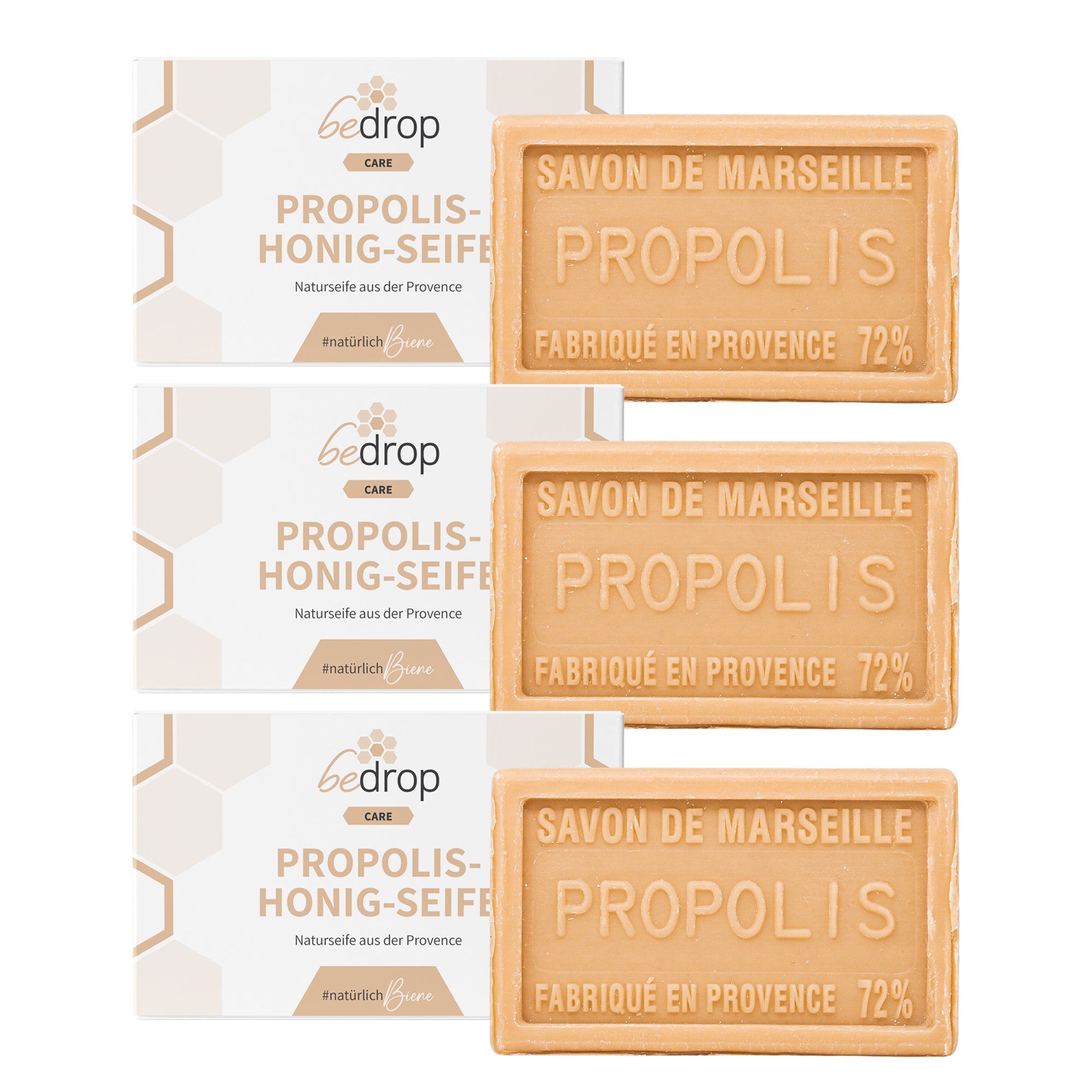 Lote: 3 jabones naturales de manos y cuerpo con miel de propóleo de Provenza - 100 g a un precio especial
