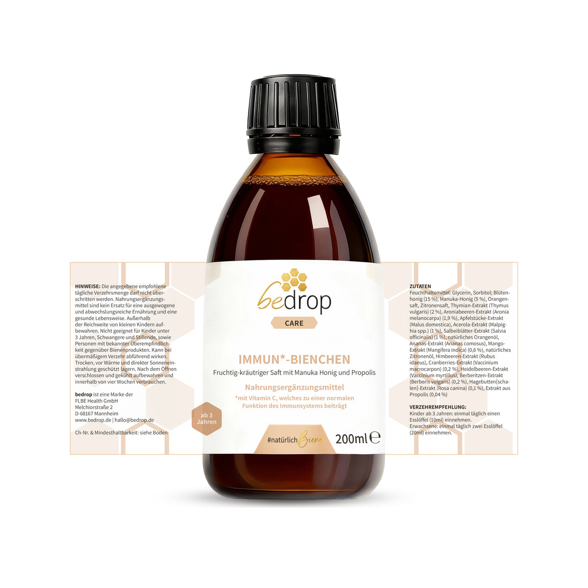 IMMUN*-BIENCHEN - Zumo afrutado y con notas herbáceas, con miel de manuka y vitamina C de acerola / 200 ml