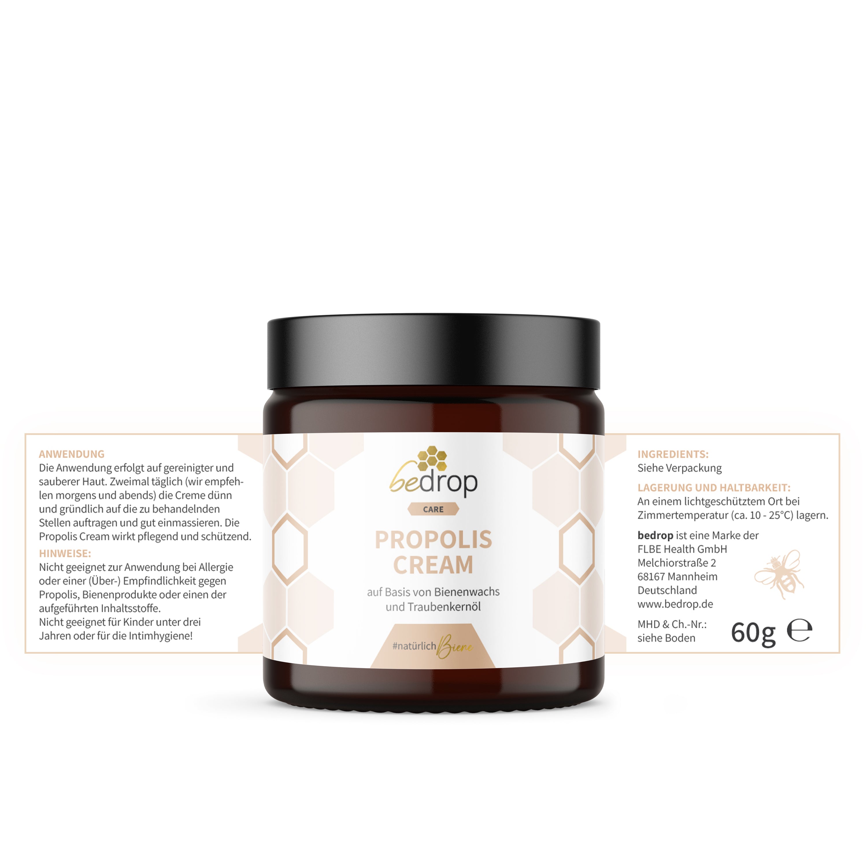 Estuche: 3x Crema de Própolis - crema de própolis de alta dosis con cera de abeja y aceite de semilla de uva en un estuche de 3