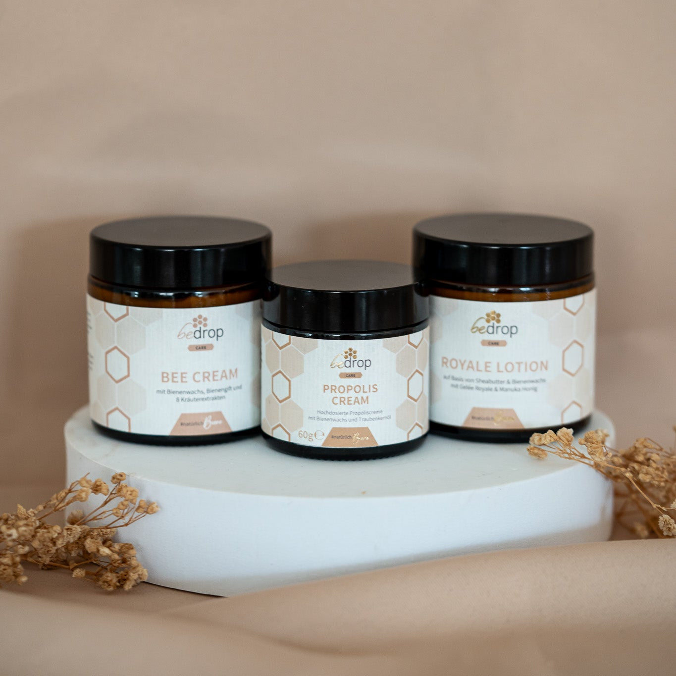 Set para el cuidado de la piel | Crema de Abeja (pomada de veneno de abeja) + Crema de Propóleo (pomada de propóleo) + Loción Royale (loción corporal)