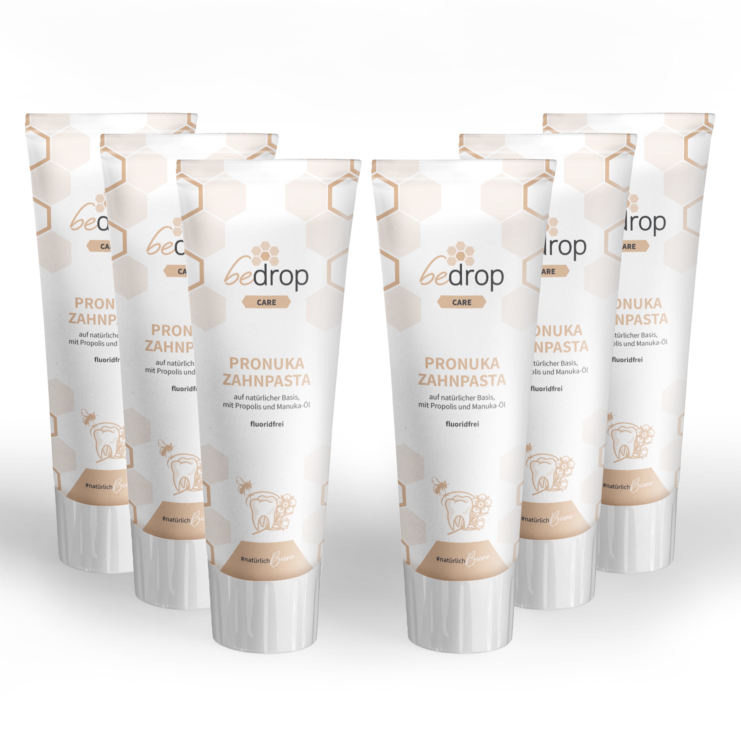 Estuche: 6x Pronuka pasta dentífrica / pasta dentífrica con propóleo y aceite de manuka, sin flúor y natural - 75ml