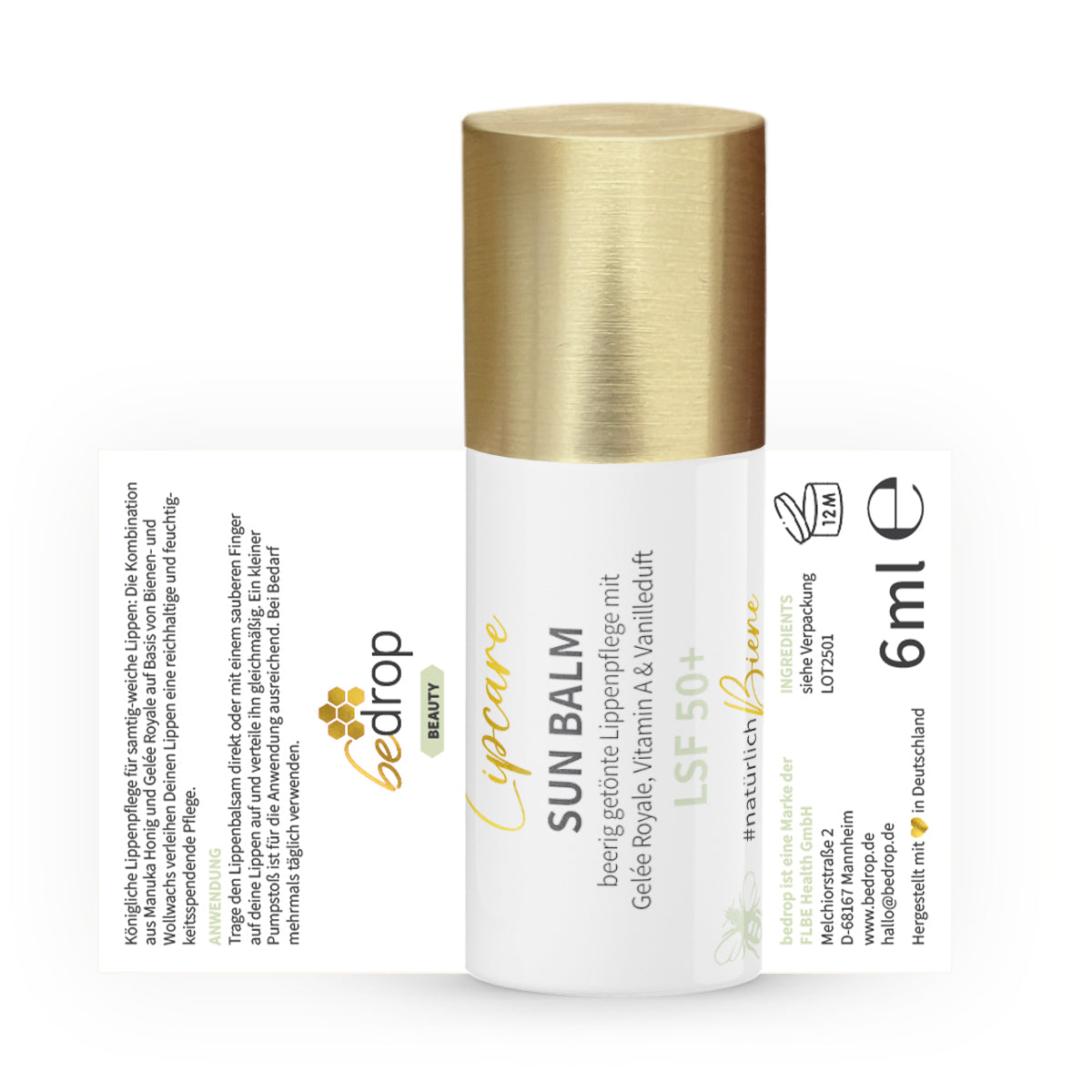 SUN BALM SPF 50+ - bálsamo labial con jalea real y delicada fragancia de vainilla