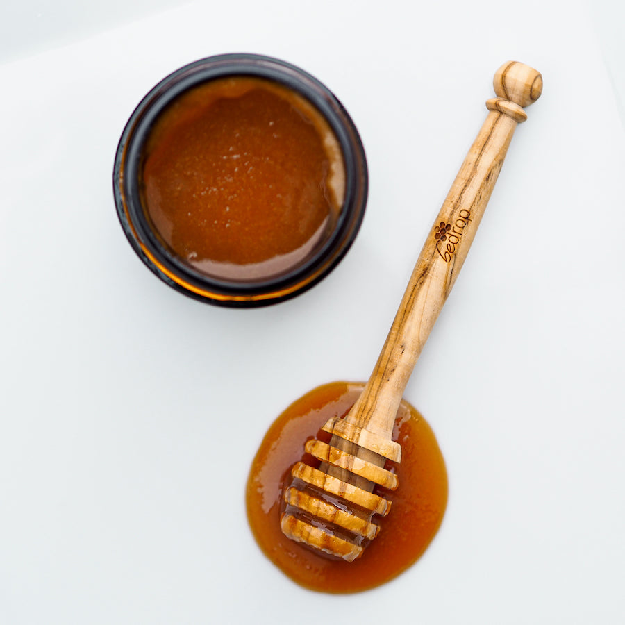 Cuchara de miel de auténtica madera de olivo