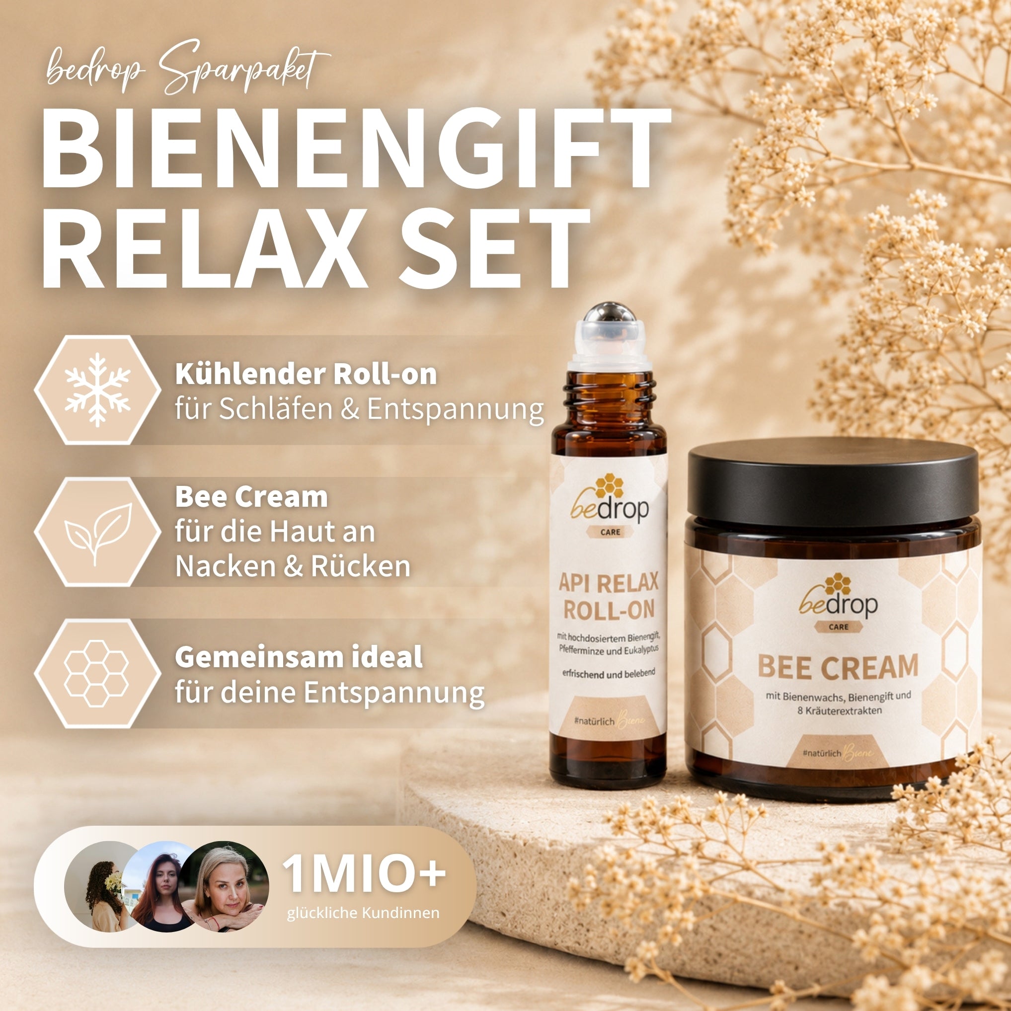 Set de relajación con veneno de abeja: Bee Cream + Api Relax Roll On para una relajación refrescante