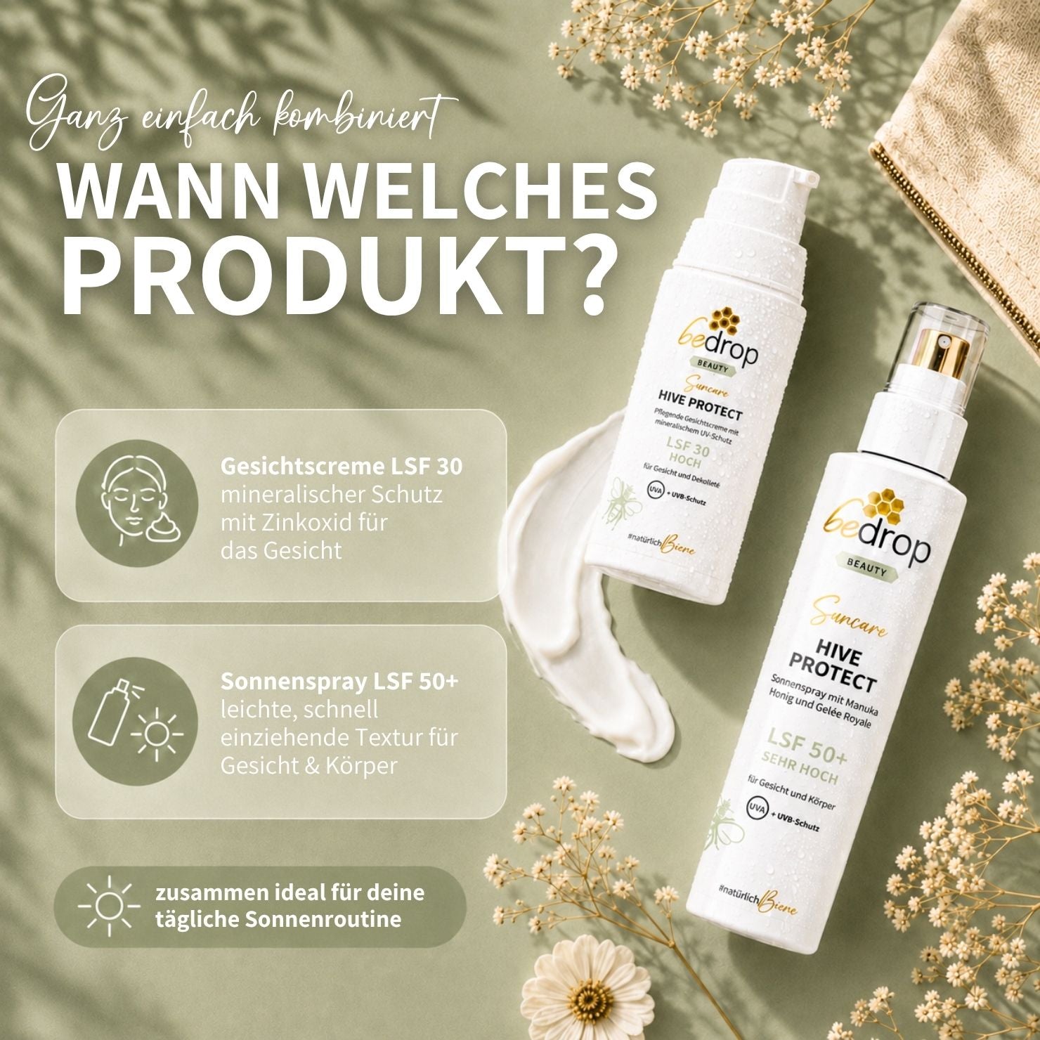 Set de protección solar: Spray solar Hive Protect SPF 50+ y Hive Protect SPF 30