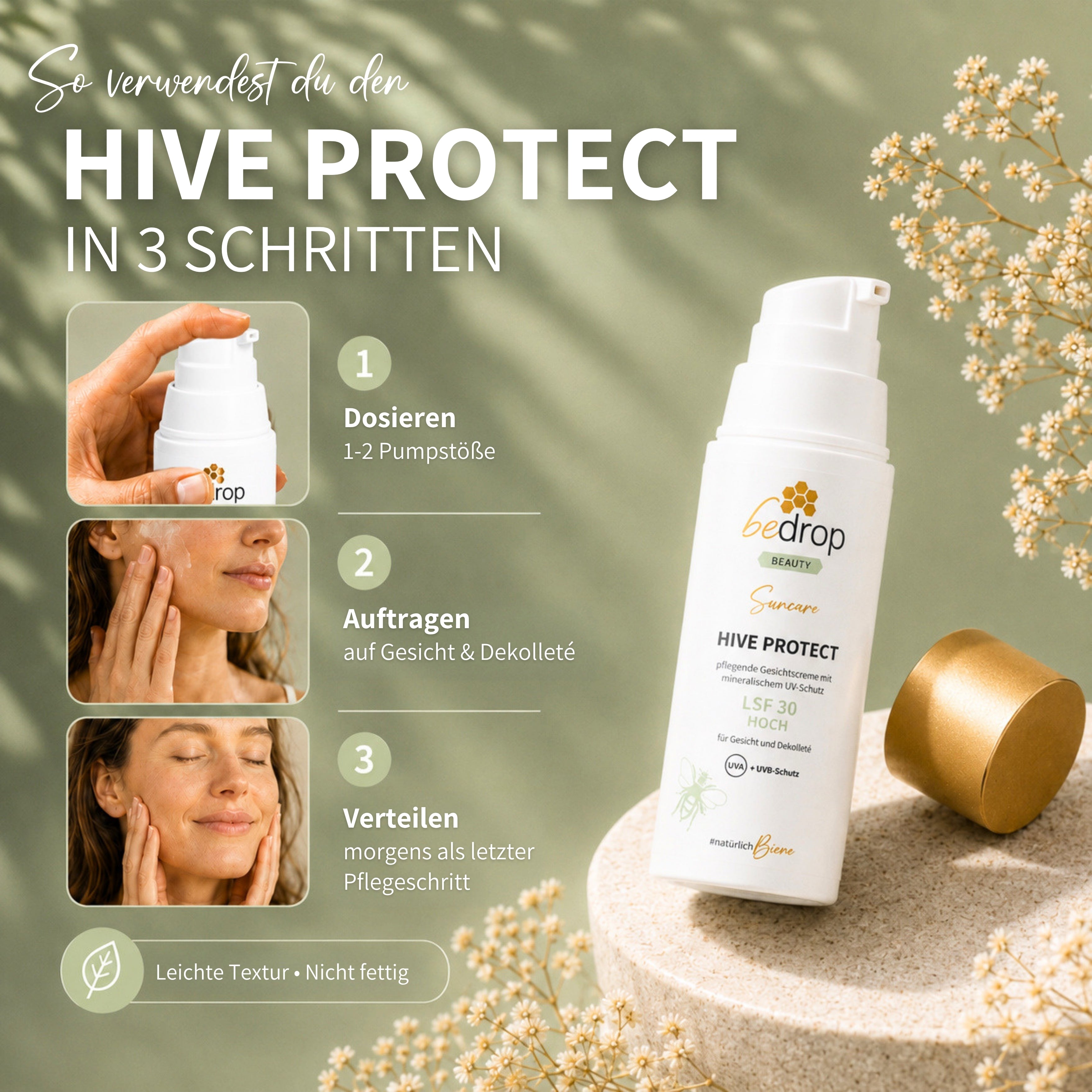 HIVE PROTECT SPF 30 - Crema solar para el rostro y el escote con protección mineral contra los rayos UVA y UVB  - 50 ml