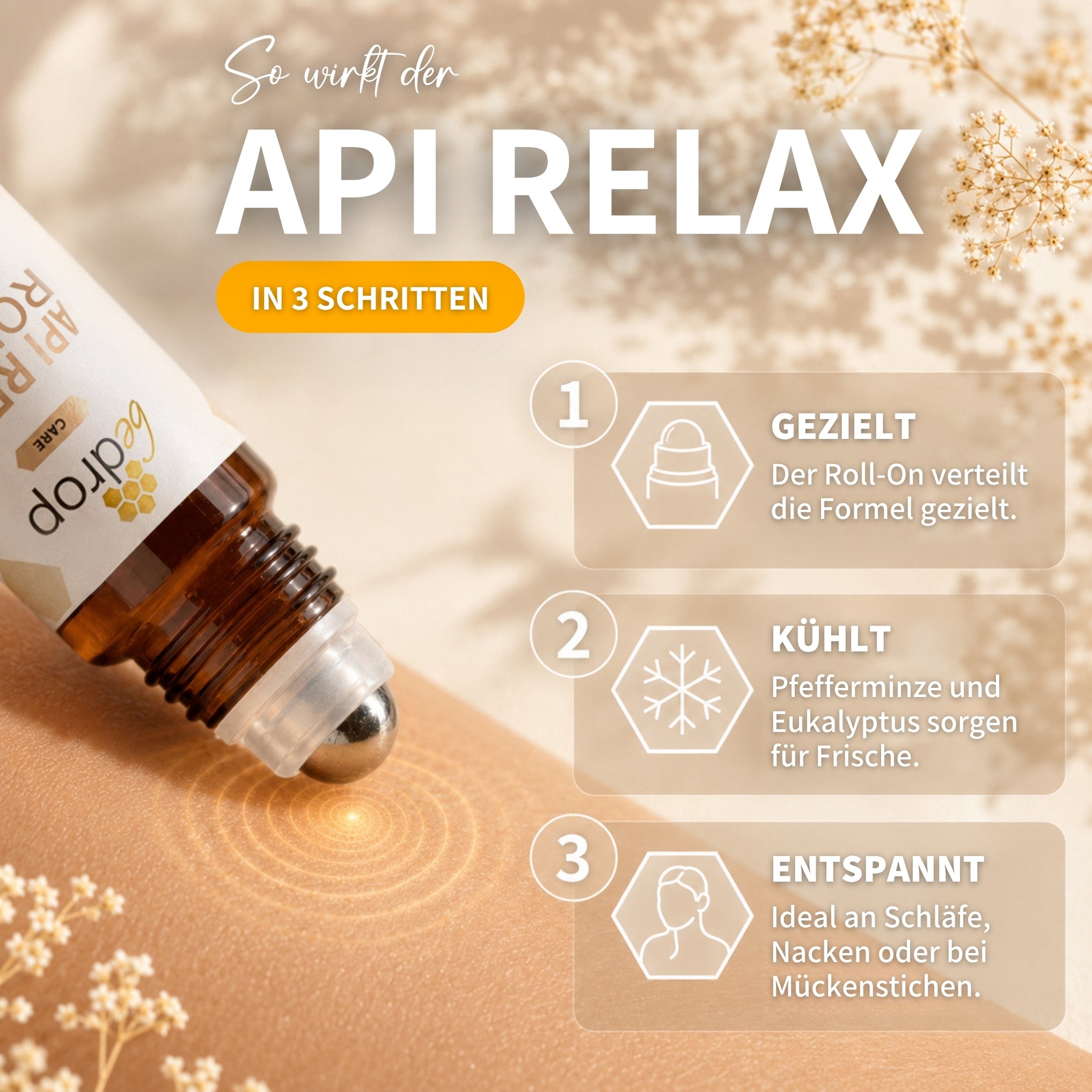 Set de relajación con veneno de abeja: Bee Cream + Api Relax Roll On para una relajación refrescante