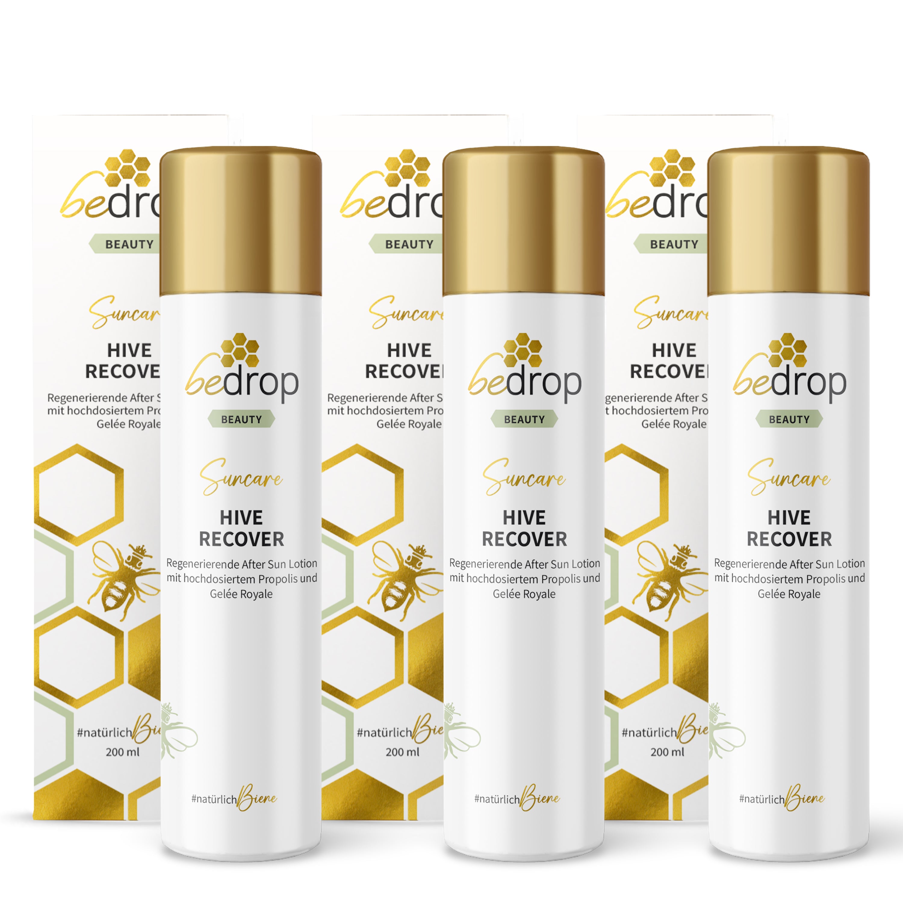 Lote: 3x HIVE RECOVER - loción regeneradora para después del sol con altas dosis de jalea real y propóleo - 200ml