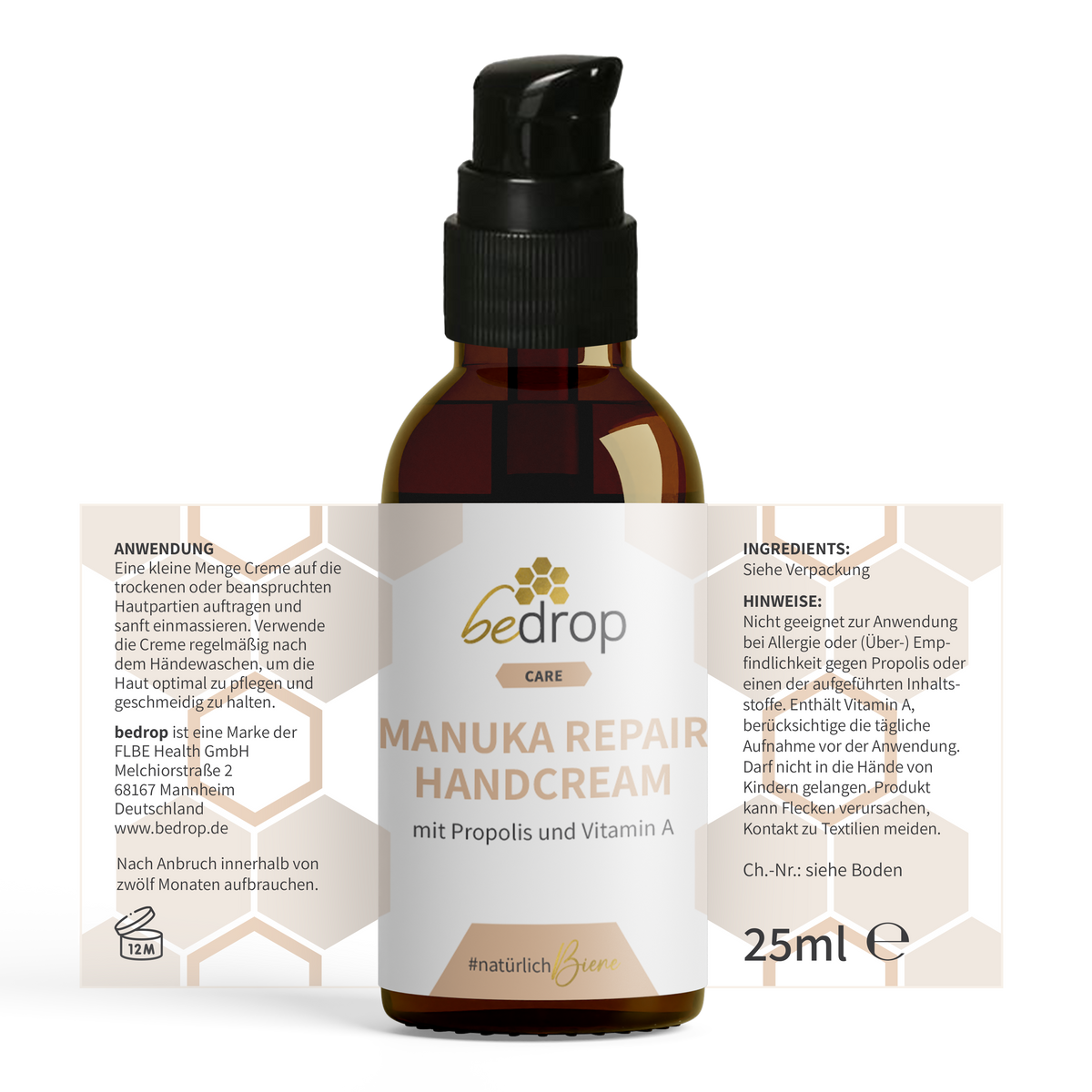 Manuka Repair Handcream / Crema de manos con miel de manuka, propóleo y vitamina A - 25ml