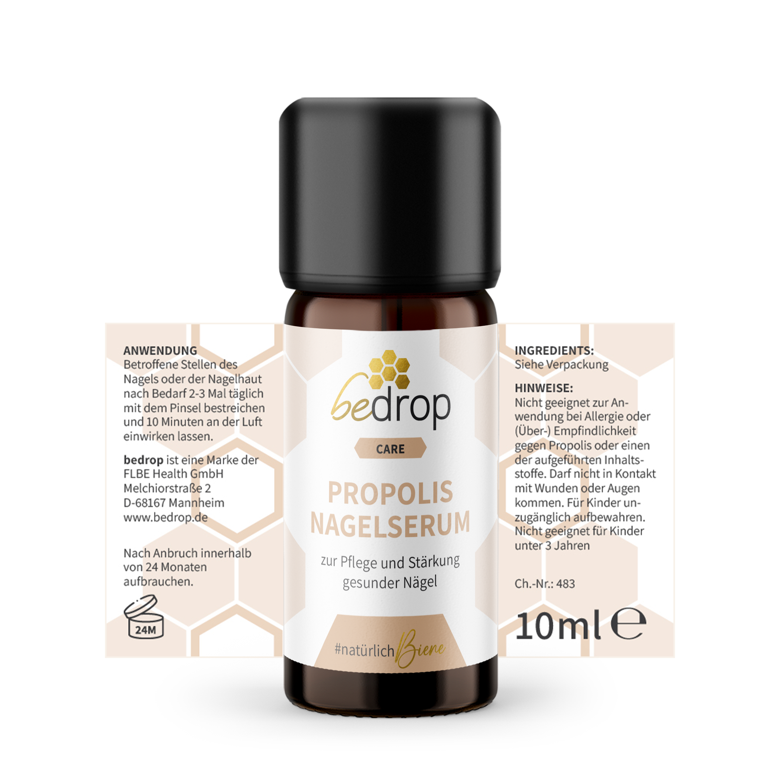 Suero de propóleo para uñas - cuidado de uñas con altas dosis de propóleo y 4 aceites esenciales - 10ml
