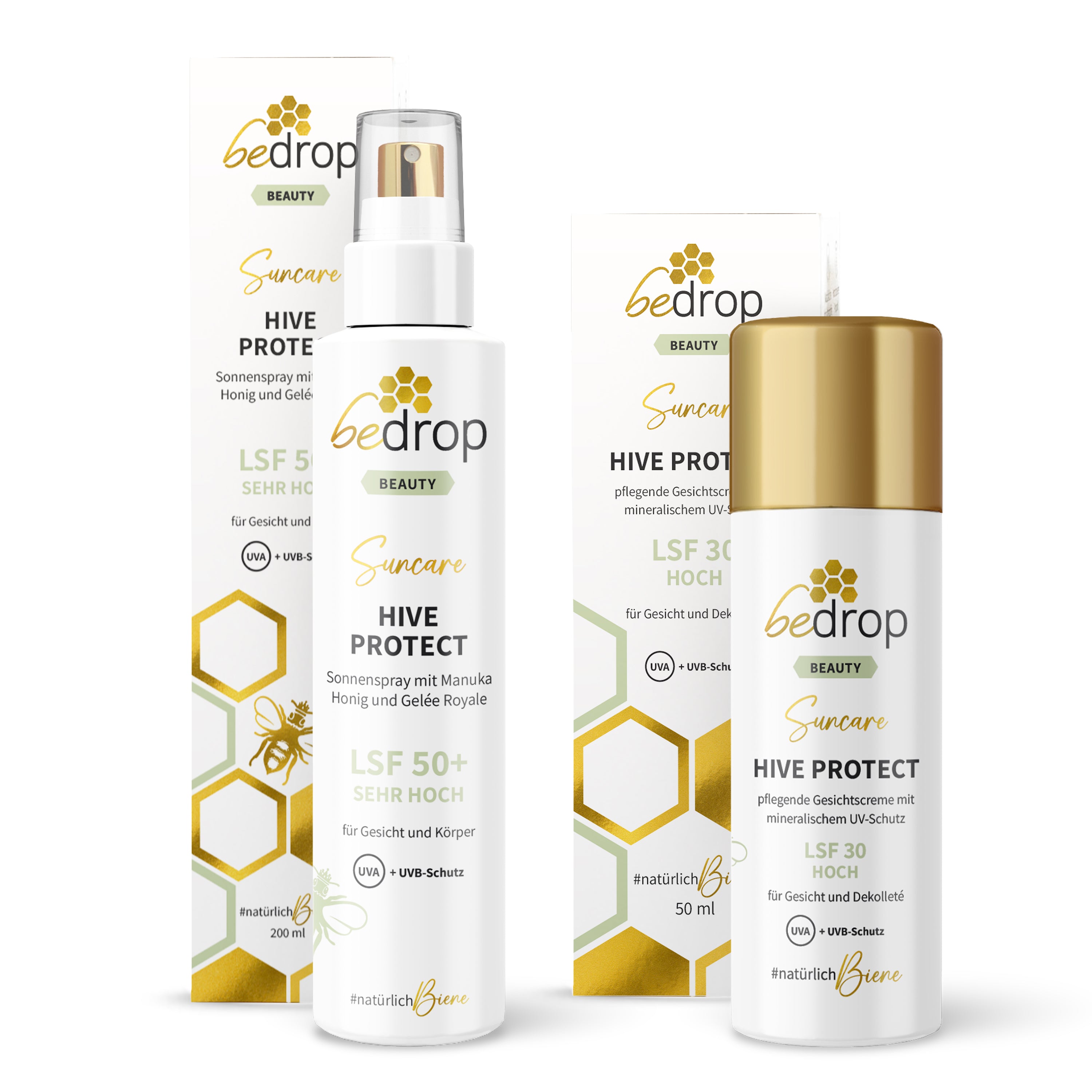 Set de protección solar: Spray solar Hive Protect SPF 50+ y Hive Protect SPF 30
