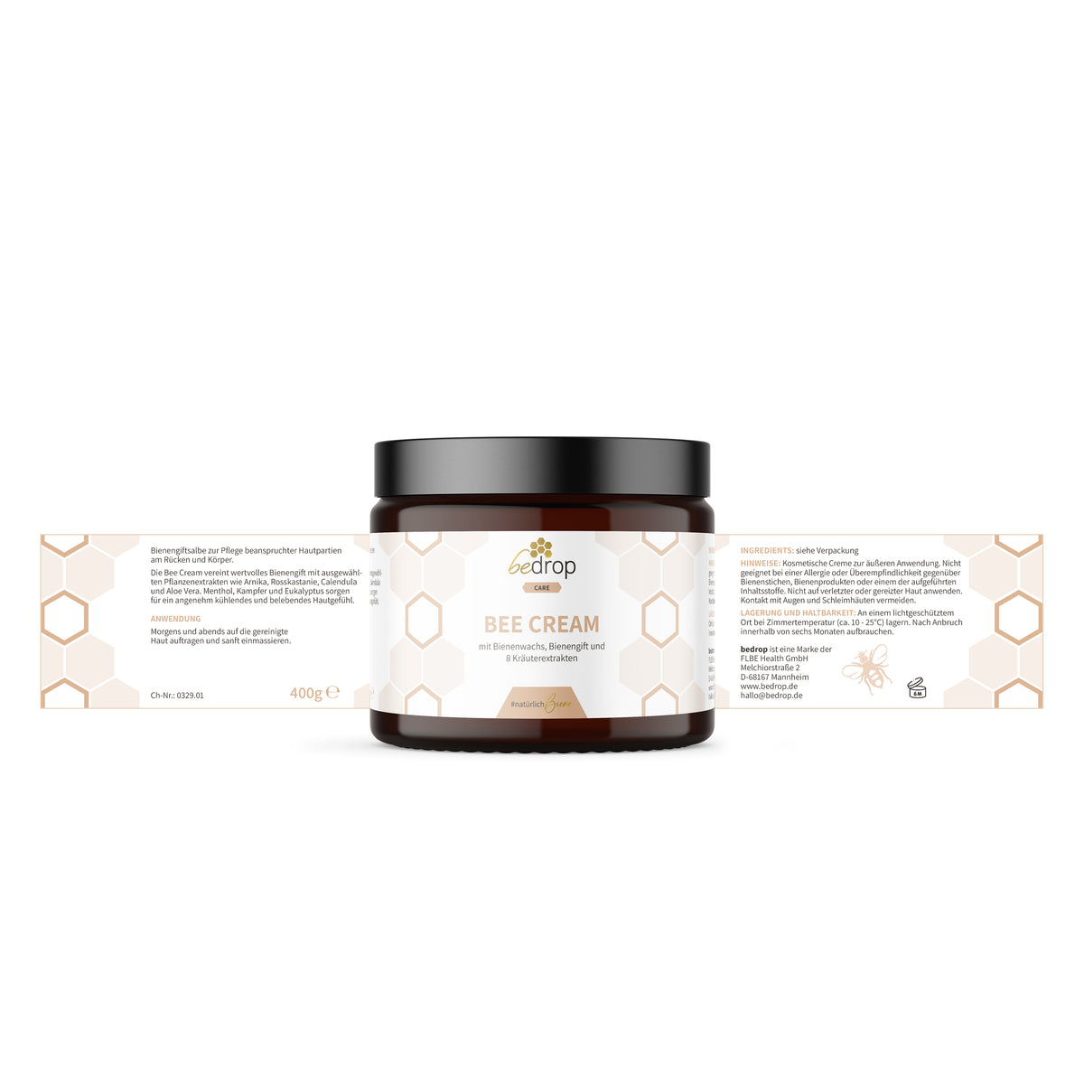 XXL Bee Cream pomada de veneno de abeja con 8 extractos de hierbas - 400g