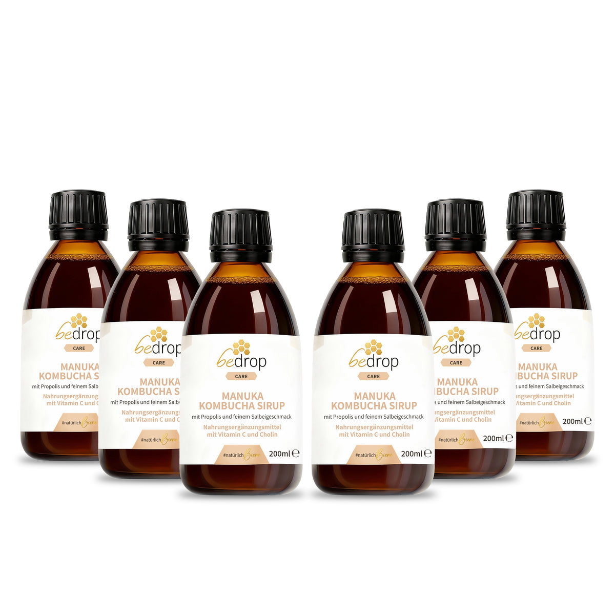 Lote: 3 jarabe Manuka Kombucha con propóleo y aroma de salvia fina - 3x 200ml