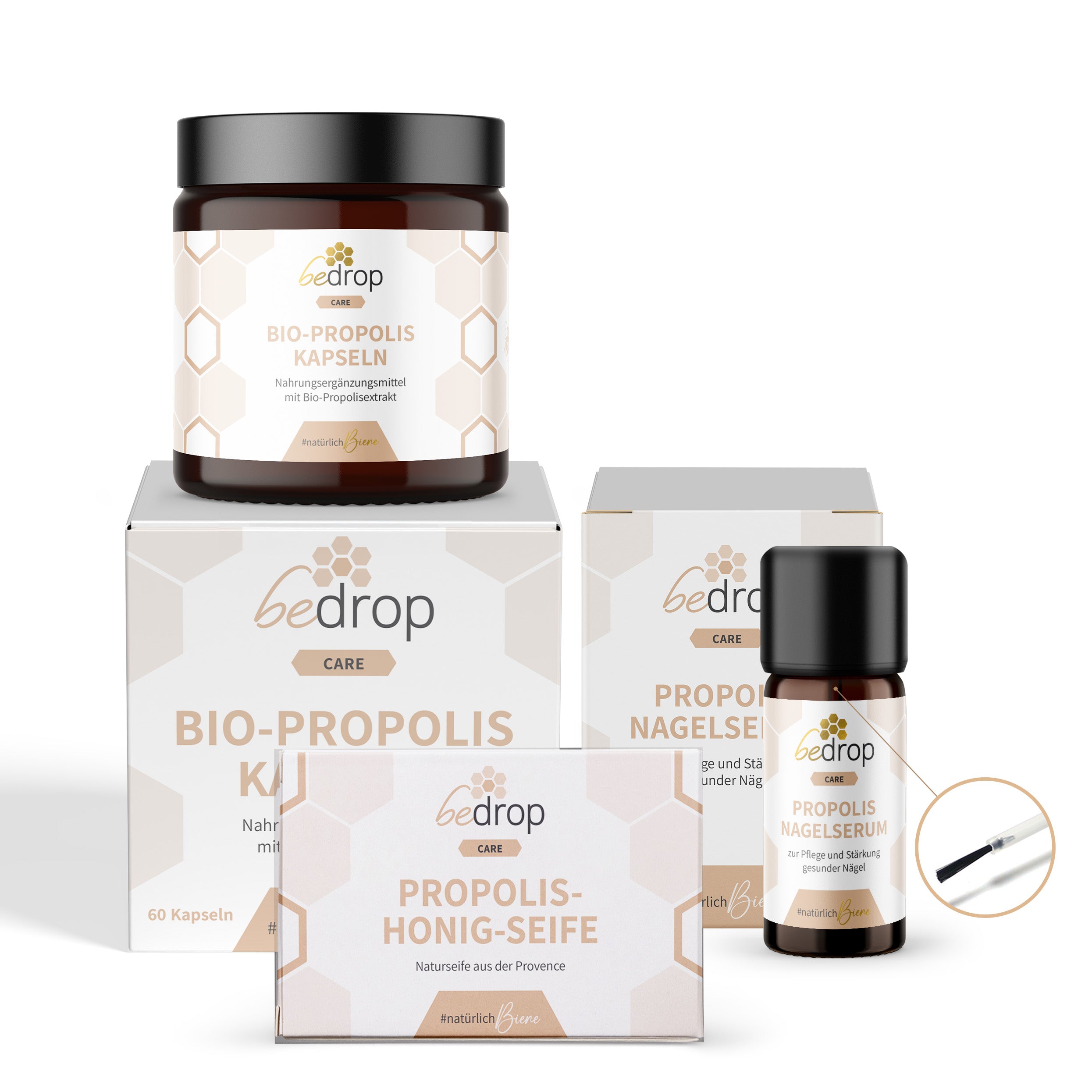 Set para el cuidado de las uñas | Suero de propóleo para uñas, cápsulas y jabón de miel de propóleo