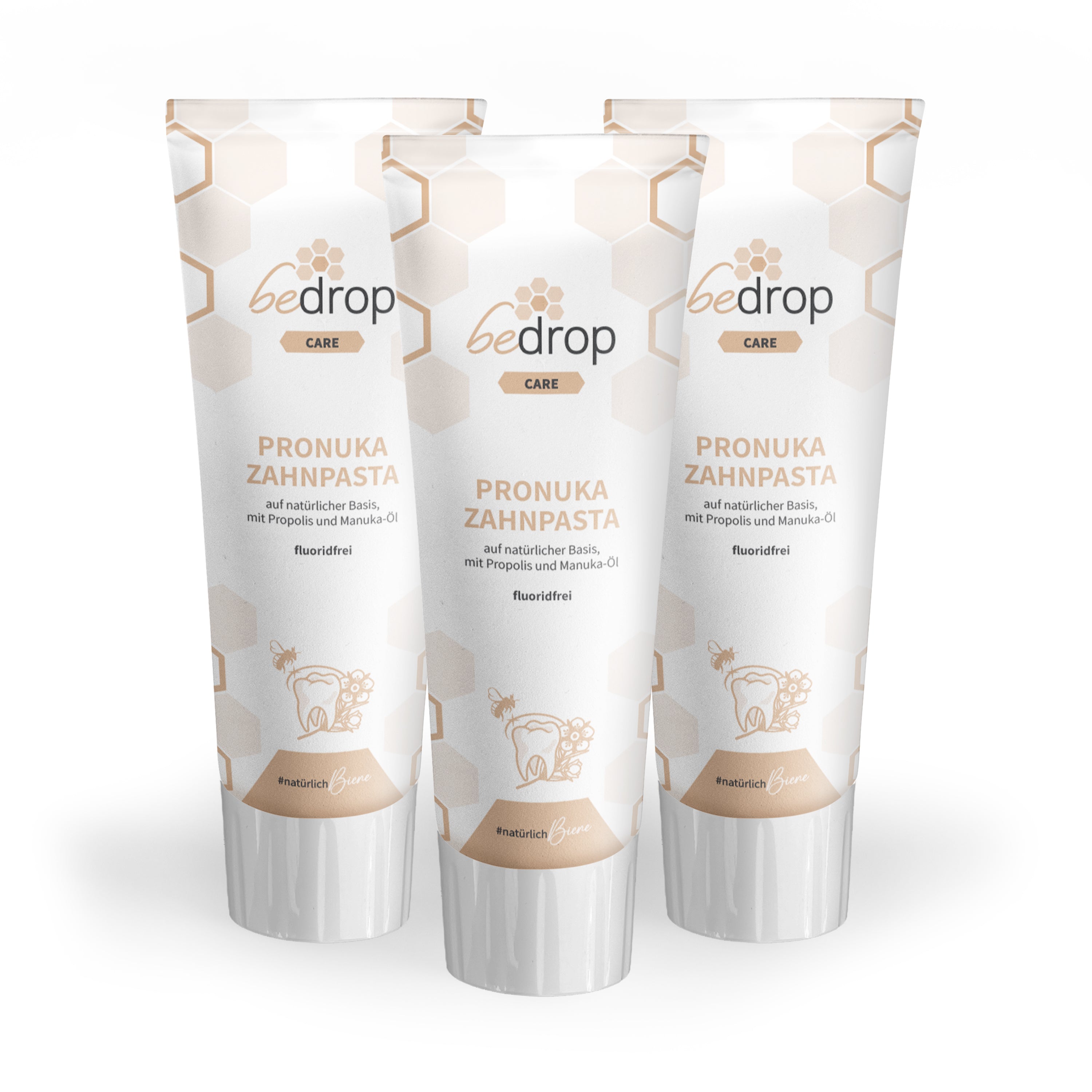 Estuche: 3x Pronuka pasta dentífrica / pasta dentífrica con propóleo y aceite de manuka, sin flúor y natural - 75ml