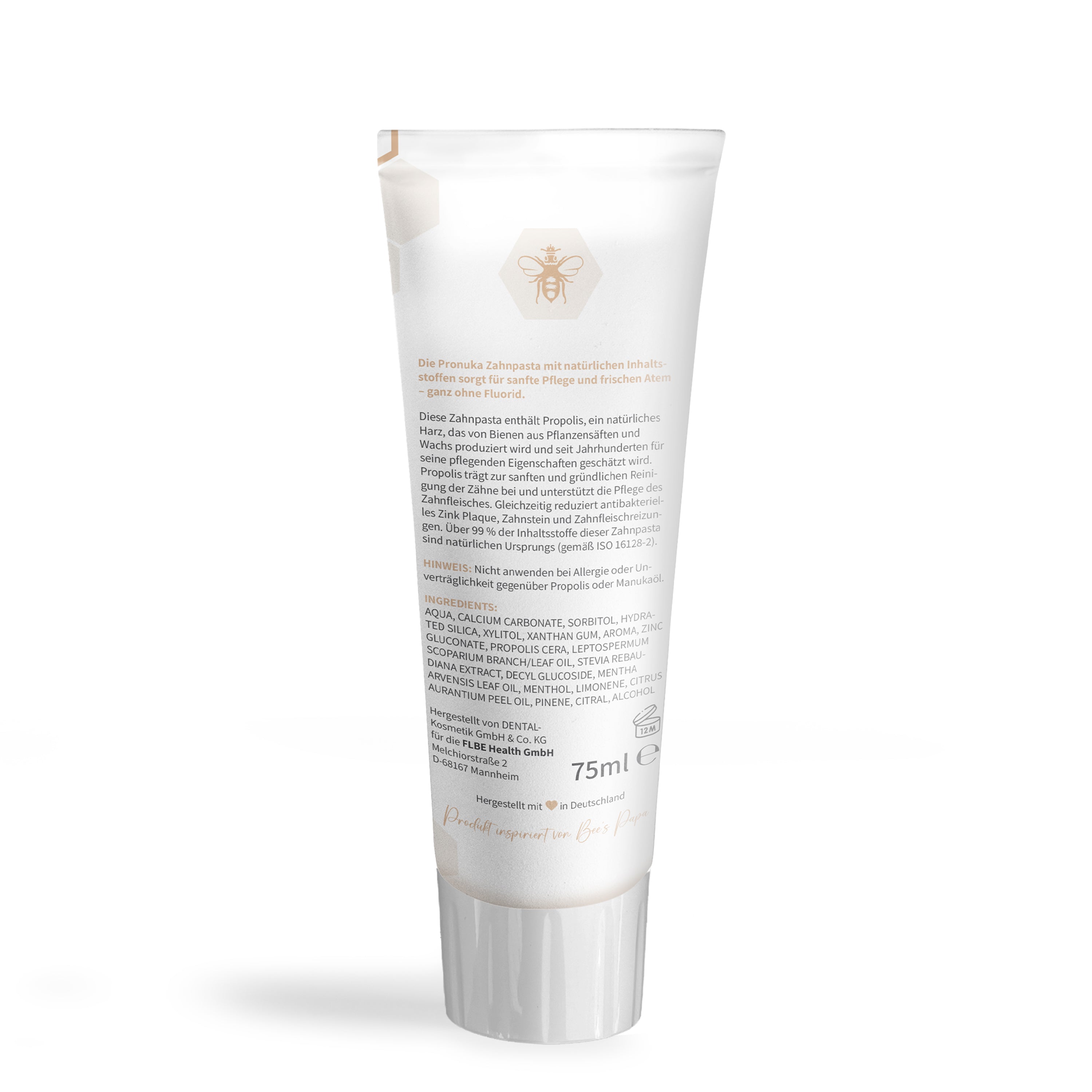Estuche: 6x Pronuka pasta dentífrica / pasta dentífrica con propóleo y aceite de manuka, sin flúor y natural - 75ml