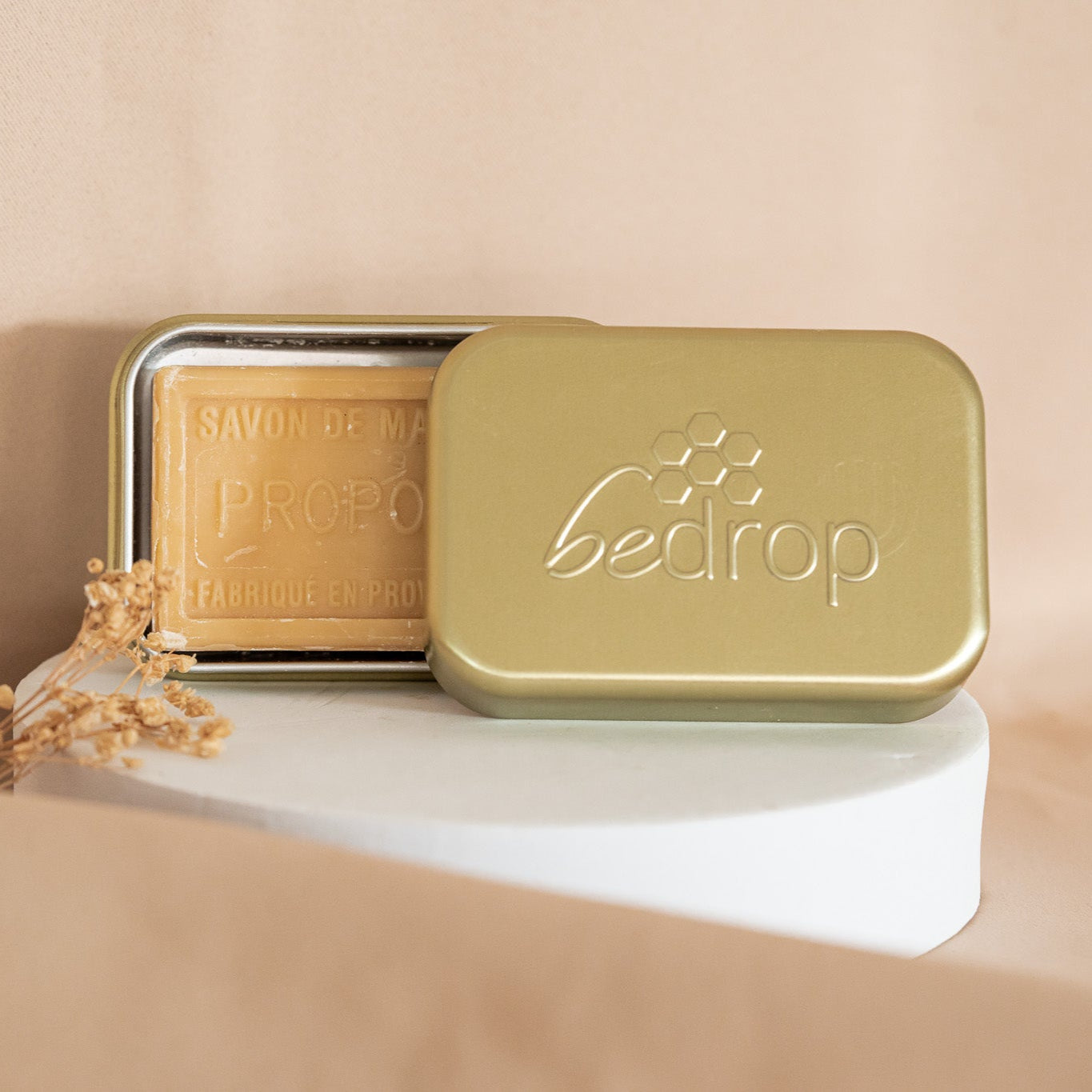 Jabonera de aluminio con bandeja recogegotas para jabón y champú