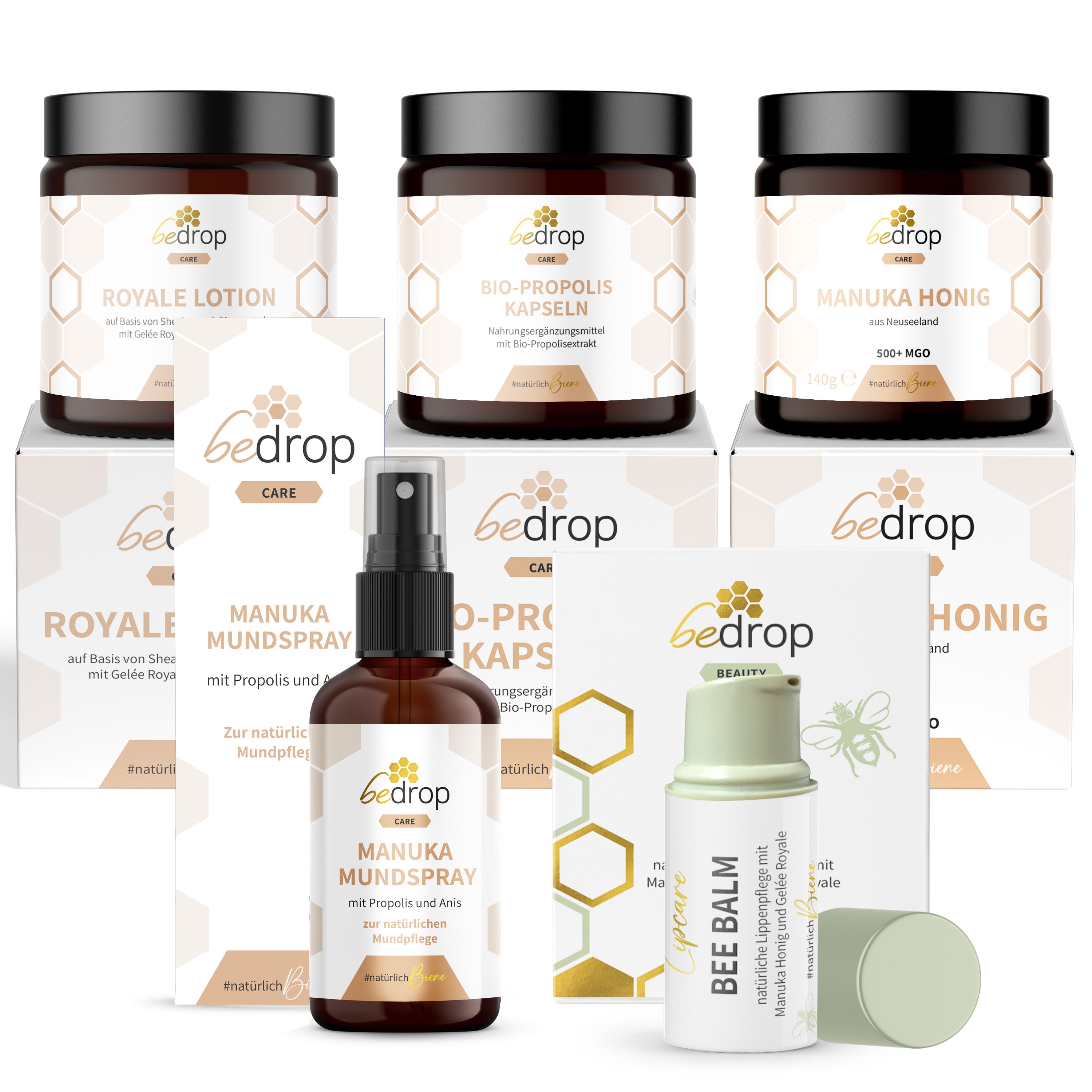 Set Cuidado Invernal | Bálsamo de Abeja, Cápsulas de Propóleo, Loción Royale, Miel de Manuka 140g & Spray de Anís de Manuka