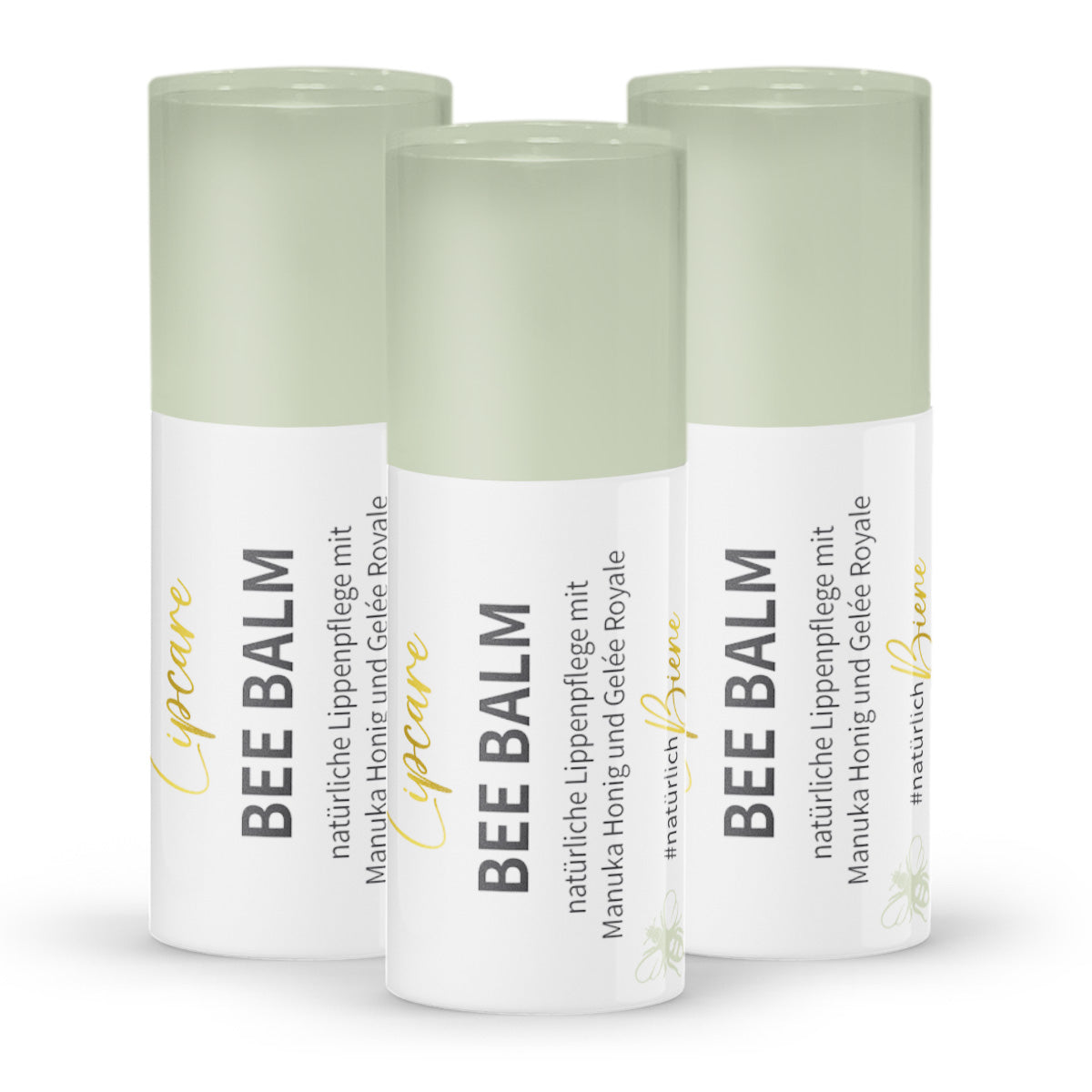 Estuche: 3x Bee Balm - bálsamo labial natural con miel de manuka, jalea real y retinol