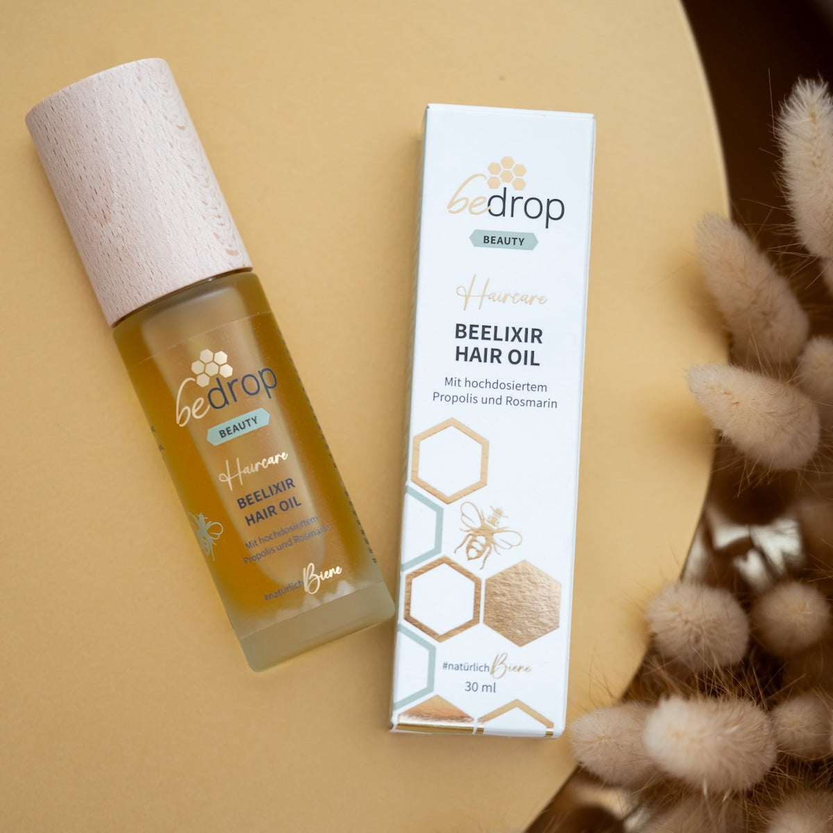 Set de cuidado capilar BEELIXIR con champú sólido, acondicionador y aceite capilar
